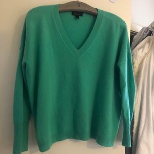 Teal J.Crew cashmere “V-neck Boyfriend sweater”
